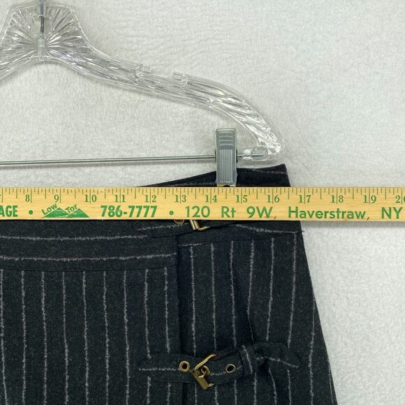 ARAYAL Skirt 42 Wool Flannel Pinstriped Wrap Mini Pleated Asymmetric Gray - Picture 7 of 10